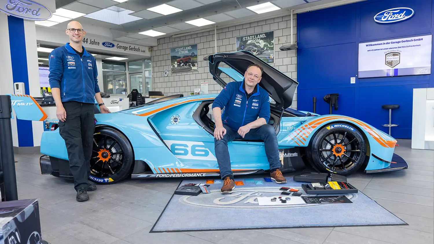 Das Ford GT Performance Team der Garage Gerbsch in Ittigen: Manuel Zurwerra (links) und Peter Gerbsch.
